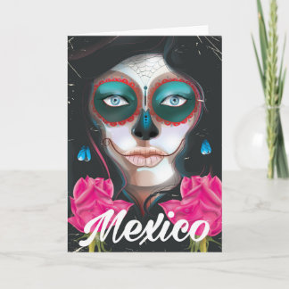 Mexico day of the dead vacation poster card