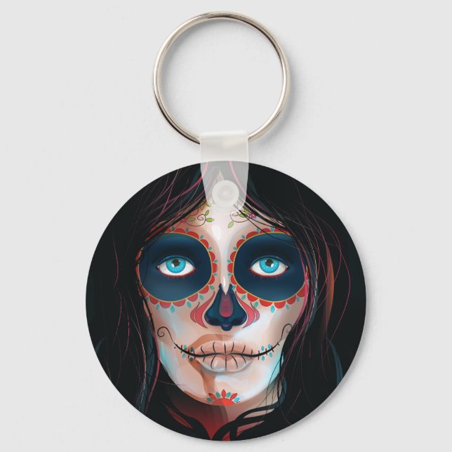 Mexico Day of the Dead Vacation print Key Ring (Front)