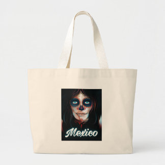 Mexico Day of the Dead Vacation print Large Tote Bag
