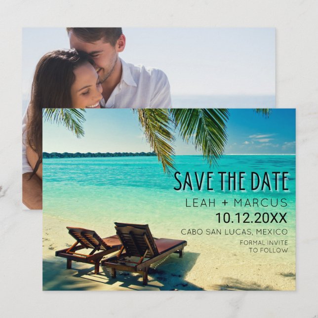 Mexico Destination Beach Wedding Save the Date (Front/Back)