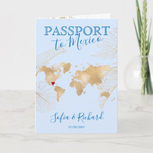 Mexico Destination Wedding Passport  Map QR code Invitation