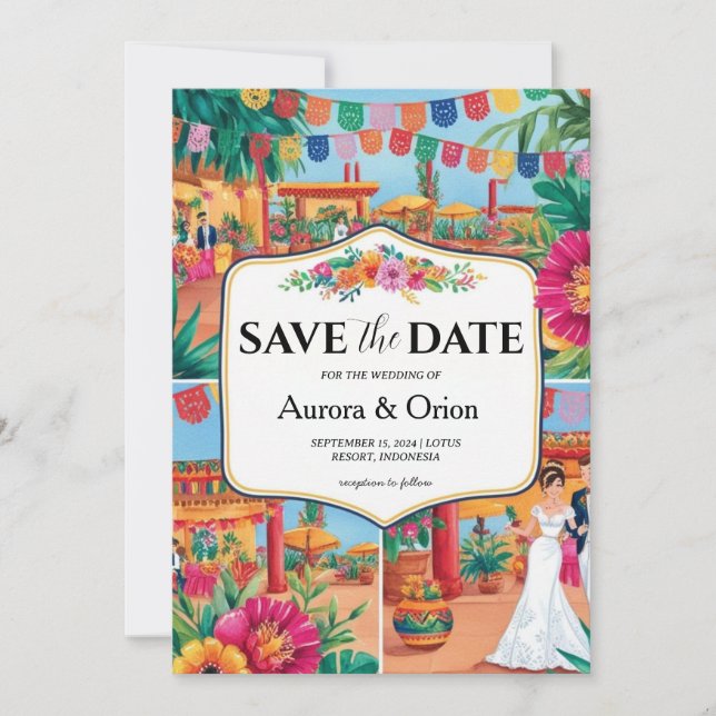 mexico destination wedding save the dates invitation (Front)