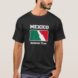Mexico Drinking Team Beer W/ Mexican Flag Colours T-Shirt