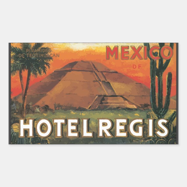Mexico Ds Hotel Regis, Vintage Rectangular Sticker (Front)