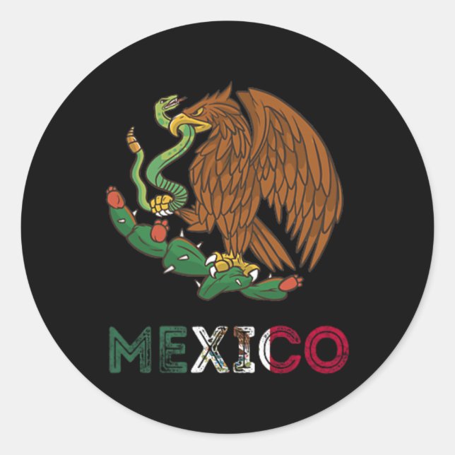 Mexico Eagle Emblem Mexican Flag Mexican Pride Cin Classic Round Sticker (Front)