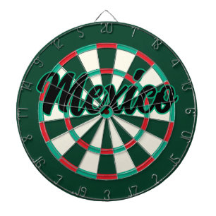 MEXICO editable Black text on Dark Green Red White Dartboard