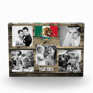 Mexico family photo block,  Mexican flag, wood