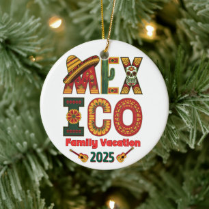 Mexico Family Vacation Sun, Fun & Memories Ceramic Tree Decoration