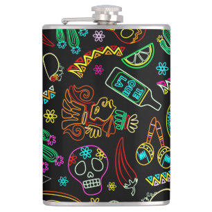 Mexico Fiesta Pattern  Hip Flask