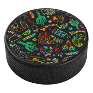 Mexico Fiesta Pattern  Hockey Puck