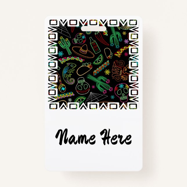 Mexico Fiesta Pattern  ID Badge (Front)