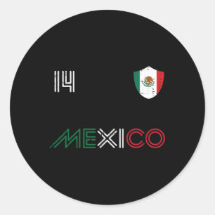 Mexico Flag 14 Mexican Soccer Fan Men Women Boys G Classic Round Sticker