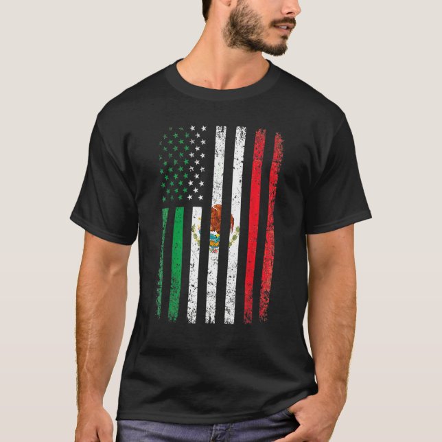 Mexico Flag  4th Of July USA American Mexican Flag T-Shirt (Front)
