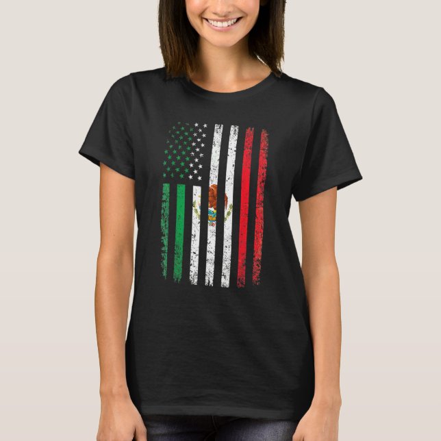 Mexico Flag  4th Of July USA American Mexican Flag T-Shirt (Front)