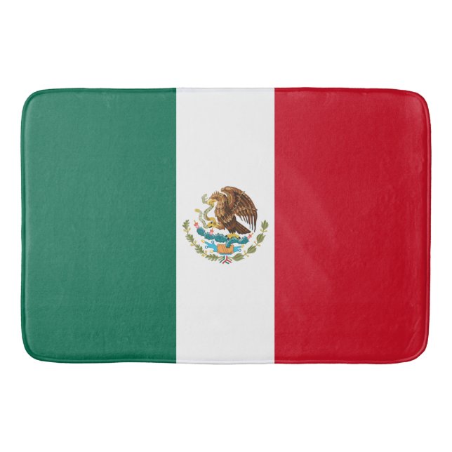 Mexico Flag, Bandera de Mexican Republic Bath Mat (Front)