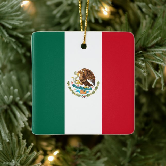 Mexico Flag, Bandera de Mexican Republic Ceramic Ornament (Tree)