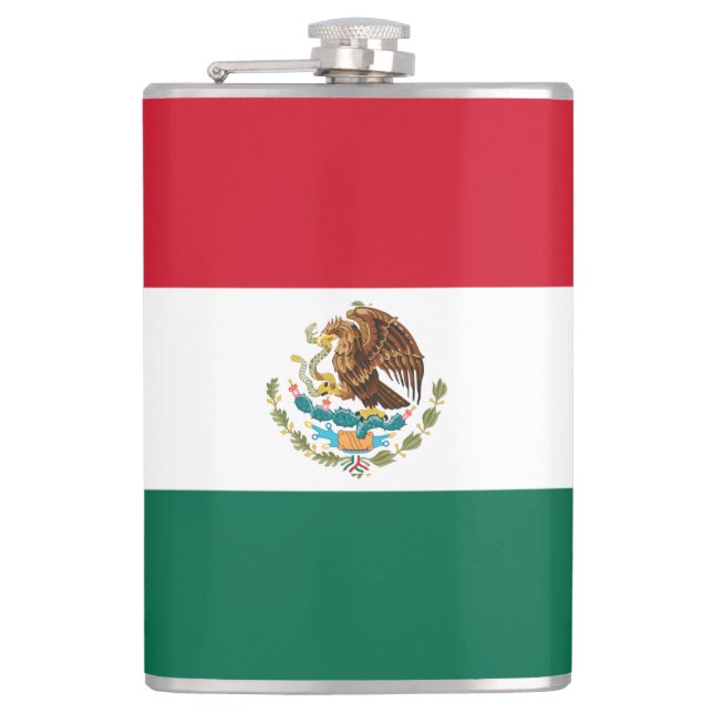 Mexico Flag, Bandera de Mexican Republic Hip Flask (Front)