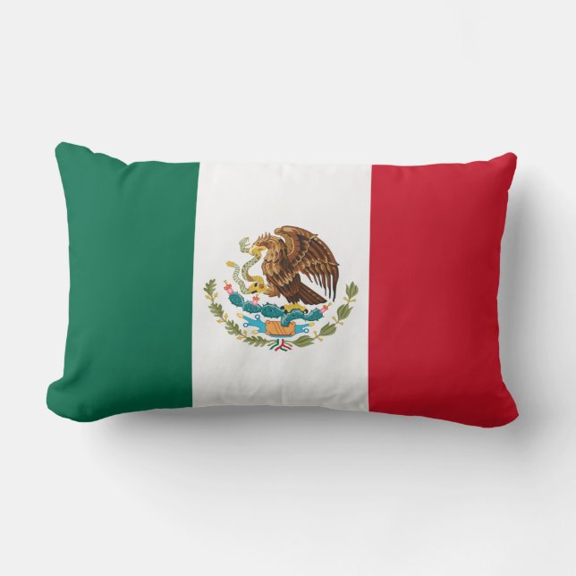 Mexico Flag, Bandera de Mexican Republic Lumbar Cushion (Front)