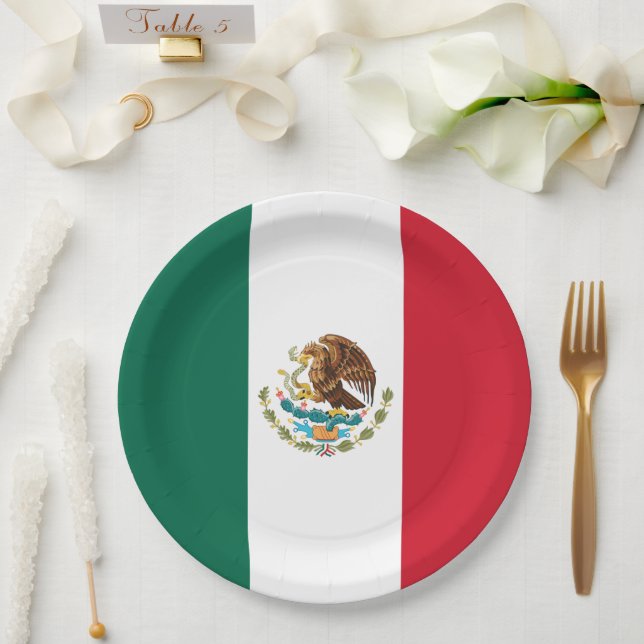Mexico Flag, Bandera de Mexican Republic Paper Plate (Wedding)
