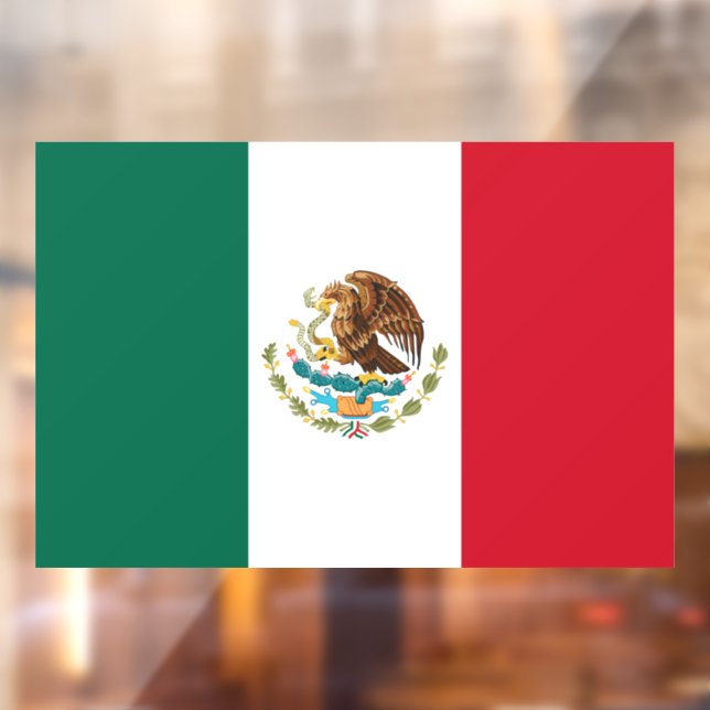 Mexico Flag, Bandera de Mexican Republic Window Cling (Sheet 2)