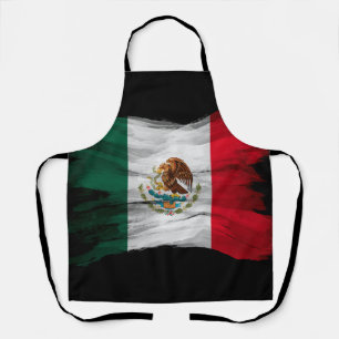 Mexico flag brush stroke, national flag apron