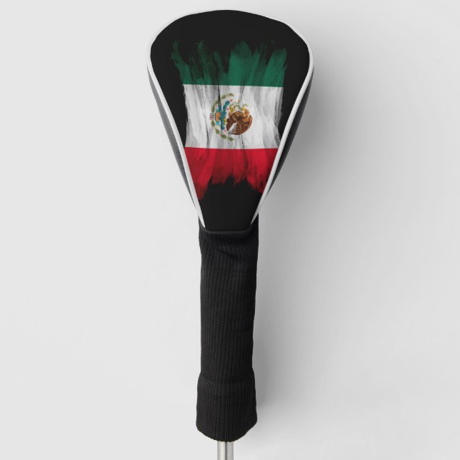 Mexico flag brush stroke, national flag golf head cover (Front)