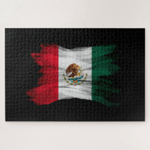 Mexico flag brush stroke, national flag jigsaw puzzle