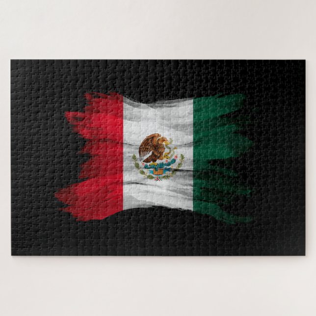 Mexico flag brush stroke, national flag jigsaw puzzle (Horizontal)
