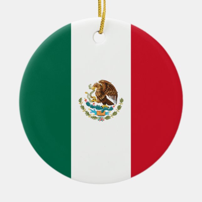 Mexico Flag Ceramic Tree Decoration (Front)