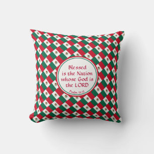 MEXICO FLAG Christian BLESSED NATION Scripture Cushion
