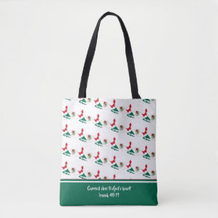MEXICO Flag Christian Scripture GREEN Tote Bag