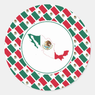 MEXICO FLAG  CLASSIC ROUND STICKER