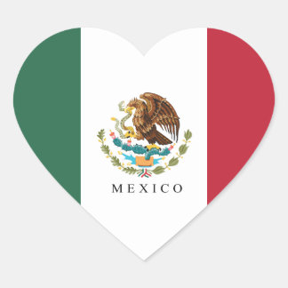 Mexico Flag Coat Of Arms Typography Graphic Heart Sticker