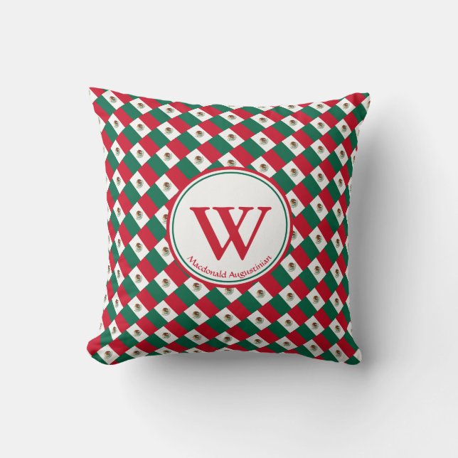 MEXICO FLAG Custom Monogram Add Your Name Cushion (Front)