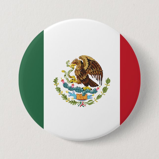 Mexico Flag Design Pin Button (Front)