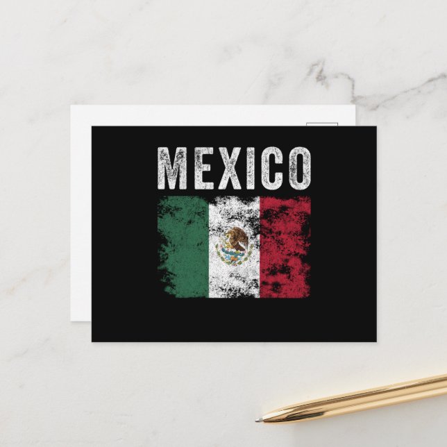 Mexico Flag Distressed - Mexican Flag Postcard (Front/Back In Situ)
