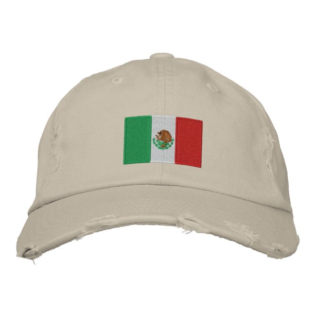 Mexico flag embroidered chino twill hat (Front)