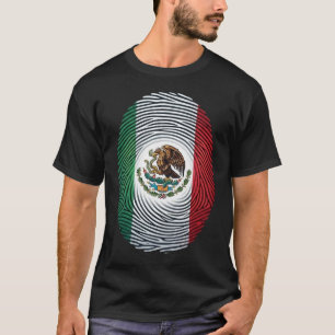 Mexico Flag Fingerprint with Coat of Arms T-Shirt