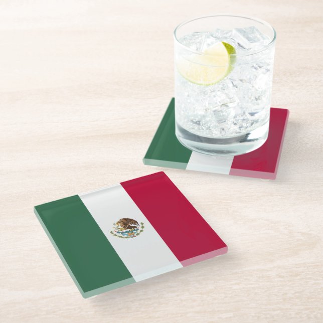 Mexico flag glass coaster (Angled)