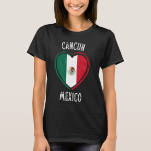 Mexico Flag Heart Cancun City T-Shirt