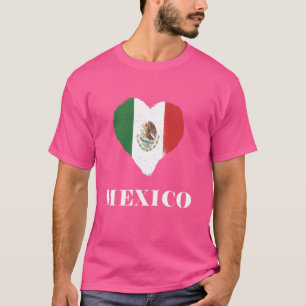 Mexico Flag Heart Mexican Roots Pride Español Prou T-Shirt