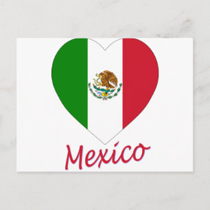 Mexico Flag Heart Postcard