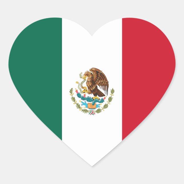 Mexico Flag Heart Sticker (Front)
