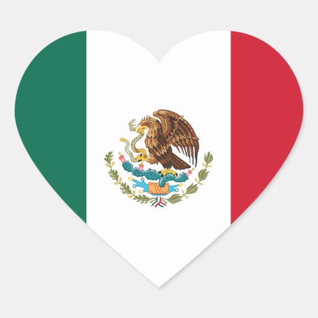 Mexico Flag Heart Sticker (Front)