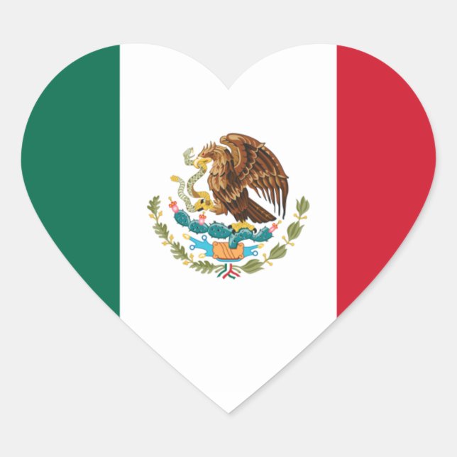 Mexico Flag Heart Sticker (Front)