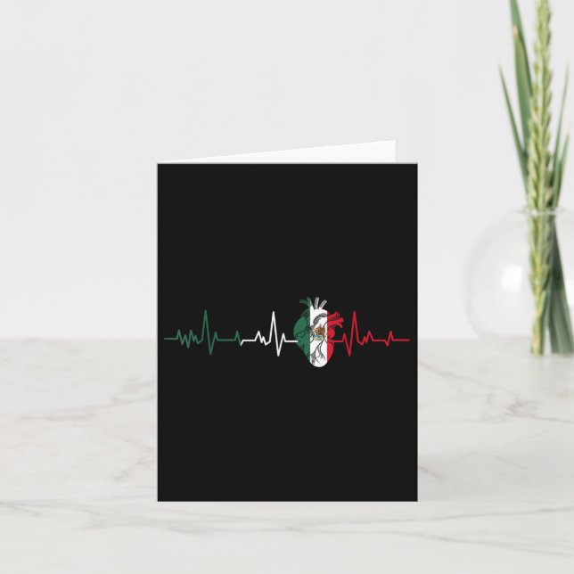 Mexico Flag Heartbeat For Mexican Pride Mexican Fl Card (Front)