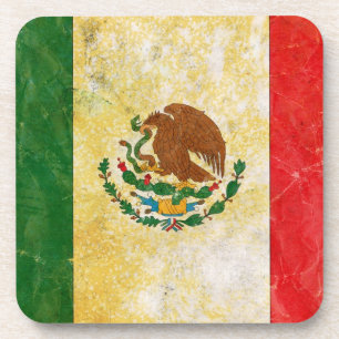 Mexico Flag in Grunge Coaster