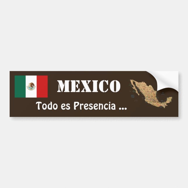 Mexico Flag + Map Bumper Sticker (Front)