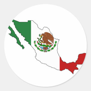 Mexico flag map classic round sticker