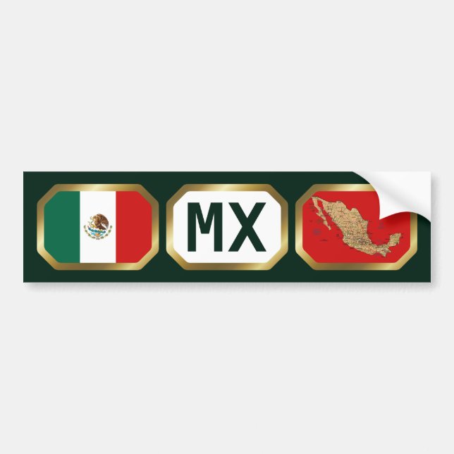 Mexico Flag Map Code Bumper Sticker (Front)